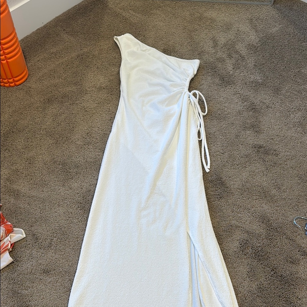 One Shoulder White Maxi Dress